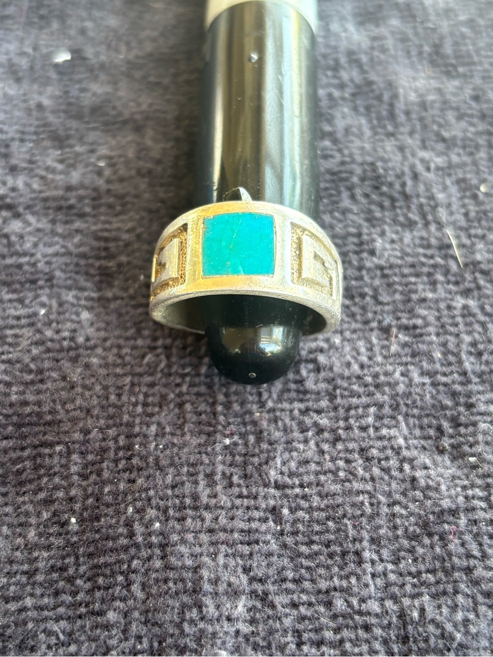 Vintage Turquoise Inlay Silver Southwestern Men’s Ring